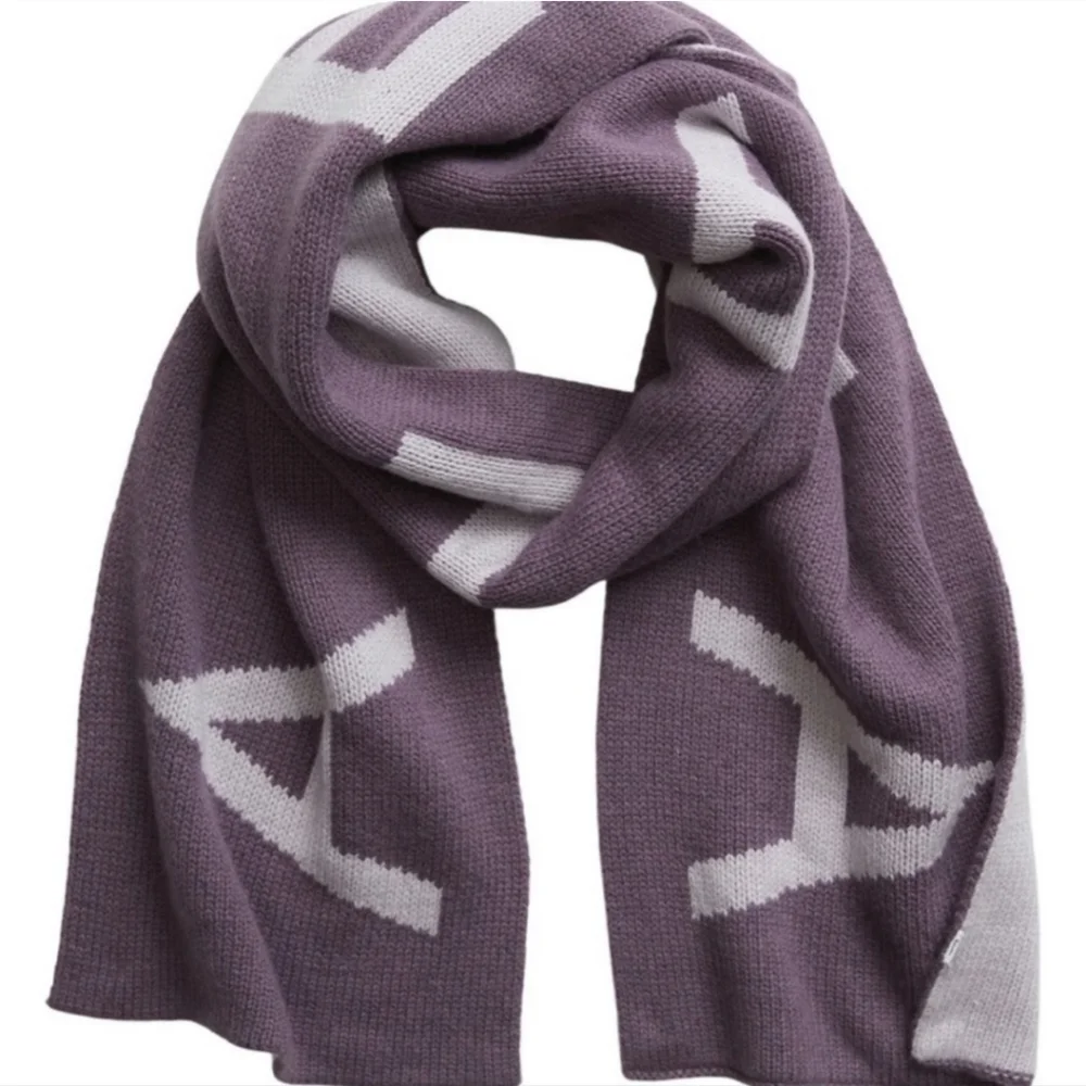 ATHLETA Daily Knit Cashmere Wool Blend Reversible Purple Cozy Scarf